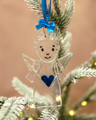 Sklenený anjel modrý